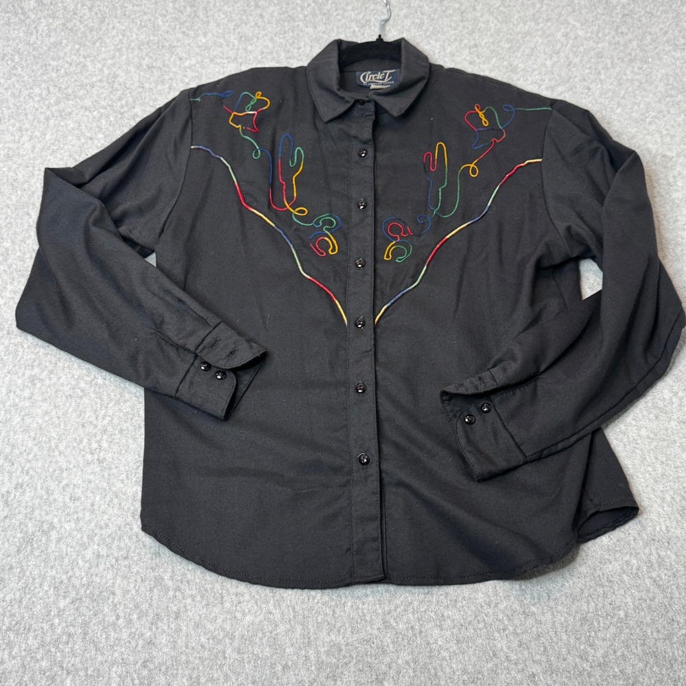 Circle T by Marilyn Lenox‎ Rodeo Shirt Embroidered Western Long Sleeve Button Up